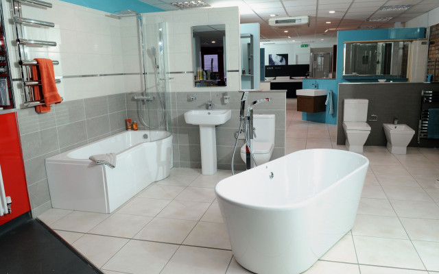 Explore our exquisite showroom featuring a stunning range of bathroom designs.